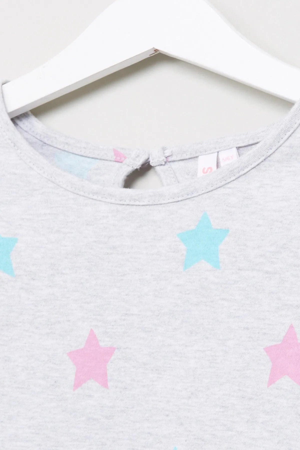 Star-print crew-neck nightdress with pastel stars near neckline