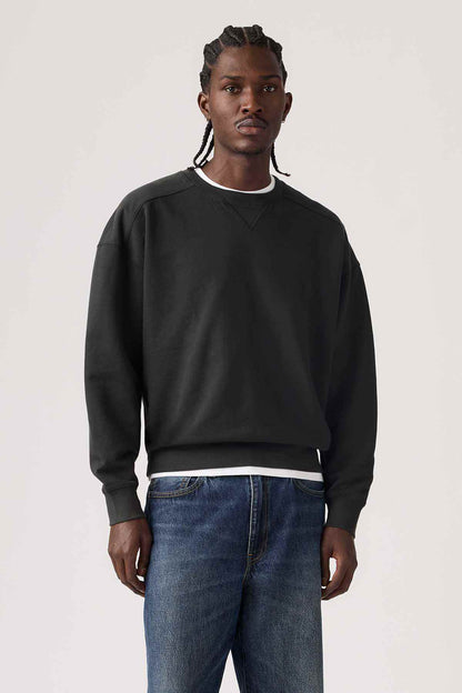 Levi's black crewneck sweatshirt with ribbed cuffs and hem