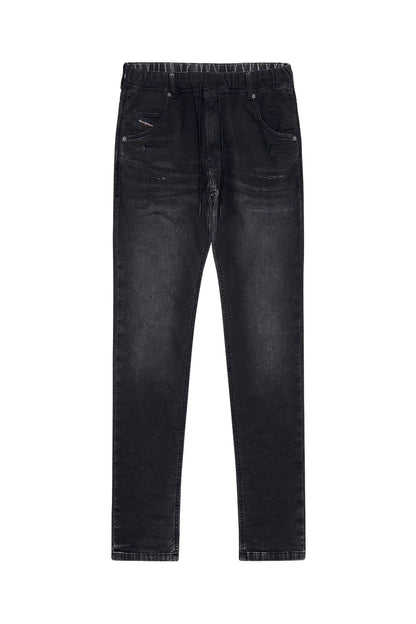 Diesel black jeans with button closure and straight tapered leg