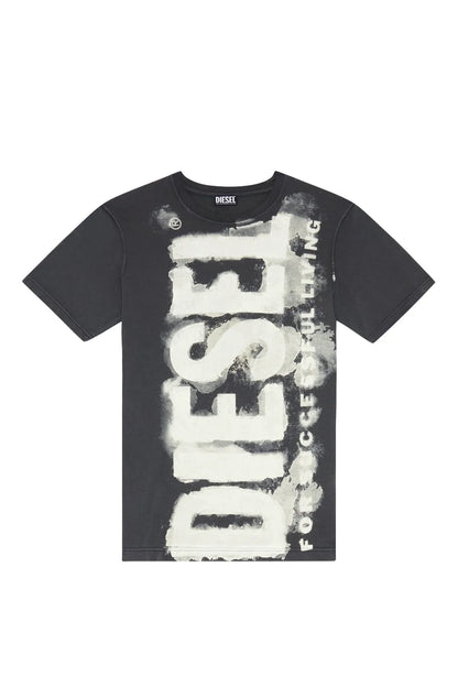 Dark grey graphic T-shirt with crew neck, short sleeves, large front print