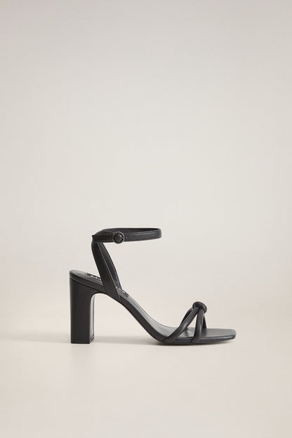 MANGO black heeled sandals with side strap and block heel, open toe