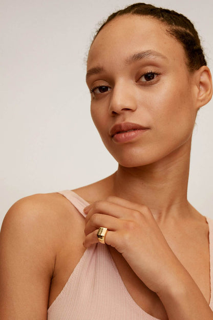 MANGO light pink ribbed tank top with thin straps and scoop neckline