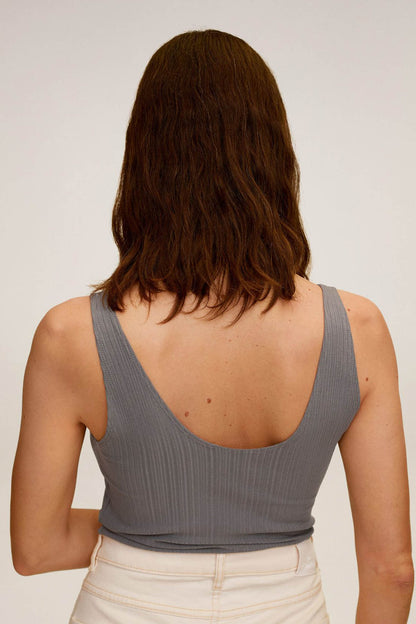 MANGO medium heather grey racerback scoop-back sleeveless tank top