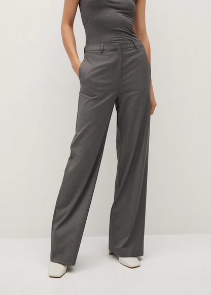 MANGO grey sleeveless jumpsuit with wide-leg trousers and front pleats