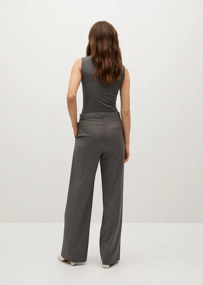 MANGO grey sleeveless jumpsuit with wide-leg trousers, back view
