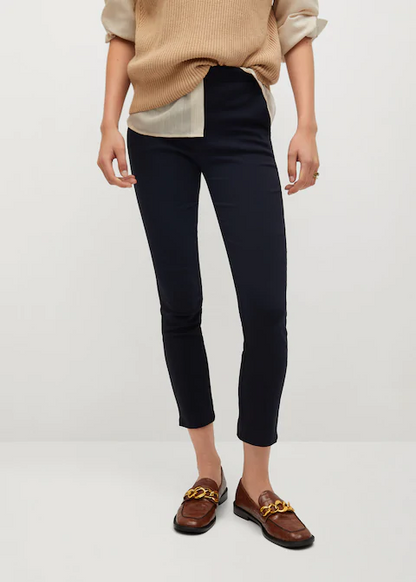 Navy slim ankle trousers with side pockets and ankle hem