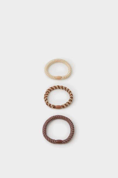 Accessorize set of three braided hair elastics in dark multi tones
