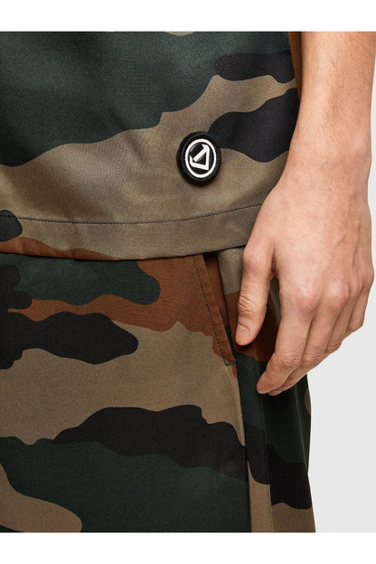 Diesel camouflage shorts with round logo patch near pocket