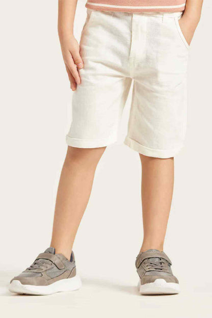 Children's white shorts with side seams and cuffed hem