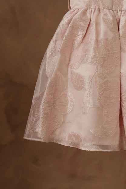 Light pink girls dress skirt with gathered waist and textured animal pattern