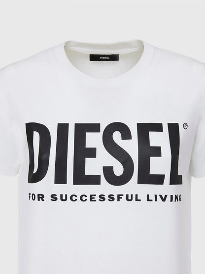 White T-shirt with large black logo text and 'for successful living' slogan