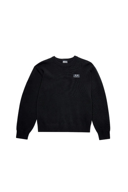 Diesel black crewneck sweatshirt, long sleeves, small chest logo label