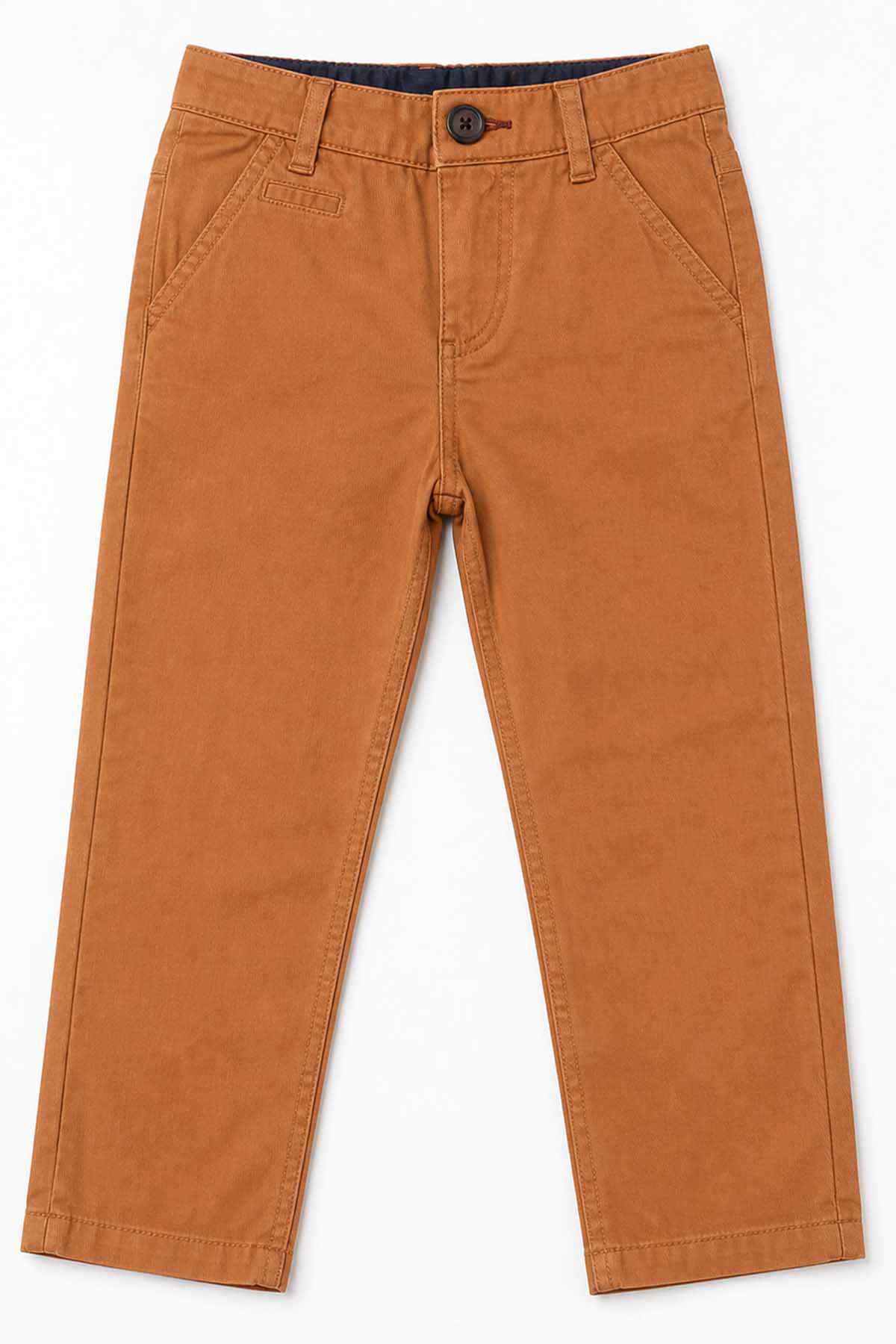 BABYSHOP orange kids pants, button fly, front seams and pockets