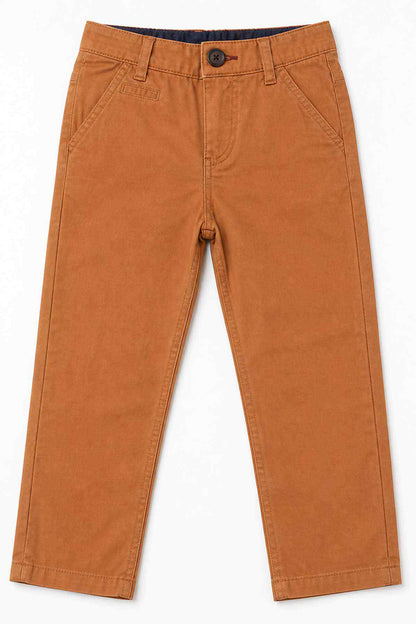 BABYSHOP orange kids pants, button fly, front seams and pockets