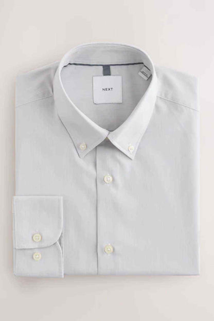 NEXT button-up shirt, light blue, buttoned front and cuffed sleeves