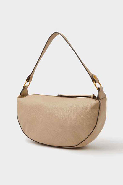 Accessorize mink crescent hobo bag with top zip and gold-tone hardware