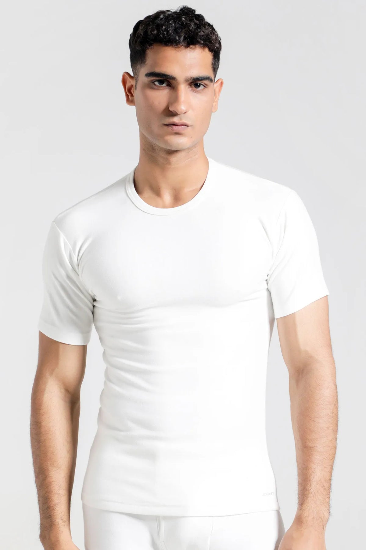 Jockey crew-neck T-shirt, natural white, short sleeves