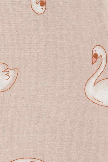 Beige jersey swan print fabric