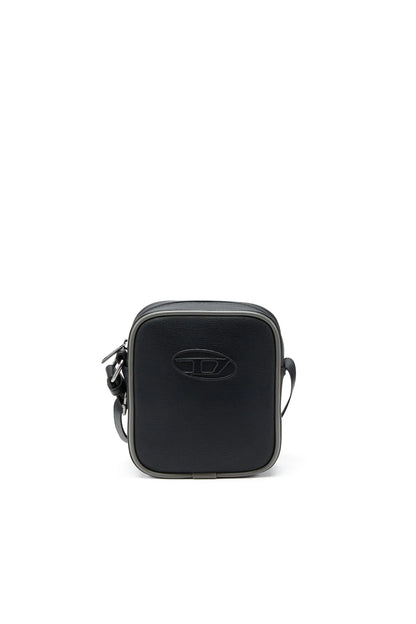 Diesel black mini crossbody bag with top zip and logo front