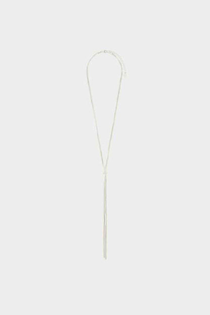 Accessorize silver long drop necklace with delicate dangling strands