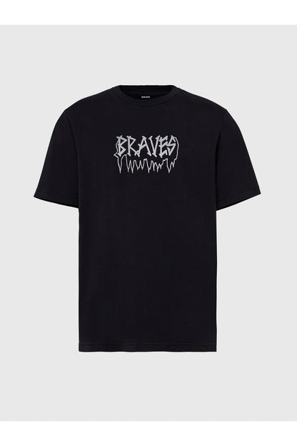 Diesel black crewneck T-shirt with centered front graphic