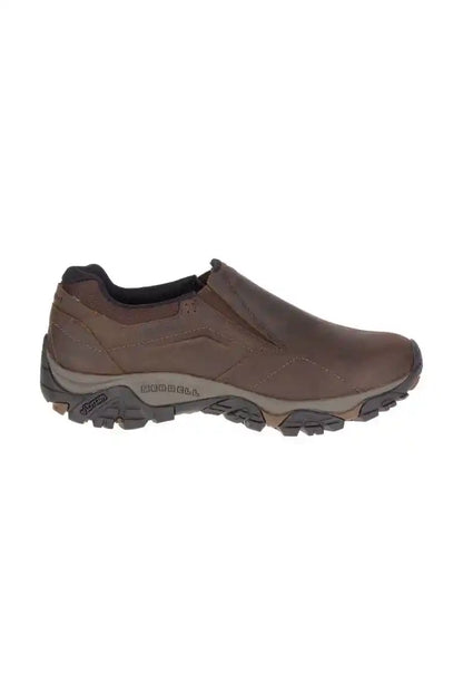 Dark earth slip-on trail shoe with low-cut collar and visible tread pattern