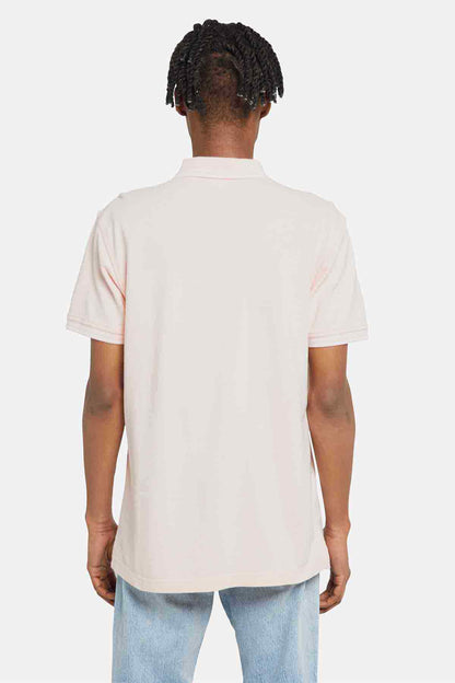 Levi's light pink polo shirt back view with short sleeves and collared neckline