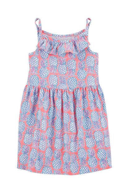 CARTER'S girls' pineapple print sleeveless sundress with ruffled neckline