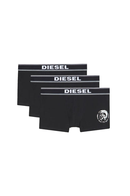 Set of three black boxer briefs with white striped waistband