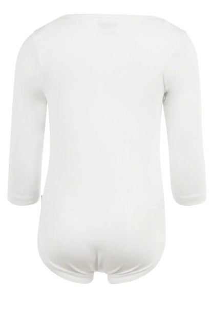 White long-sleeve baby bodysuit back view
