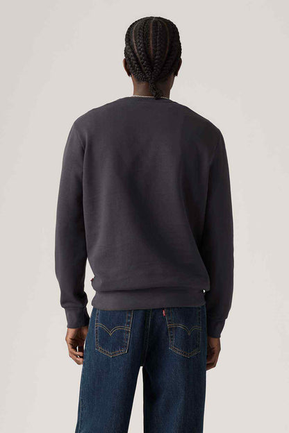 Levi's dark crewneck sweatshirt, back view with ribbed cuffs and hem