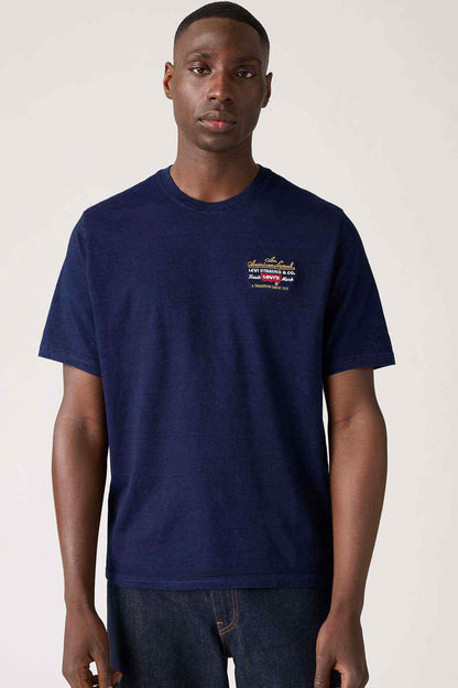 Levi's blue crew-neck T-shirt with small chest graphic