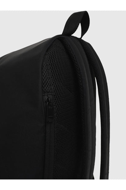 Black Diesel backpack side view with textured mesh panel