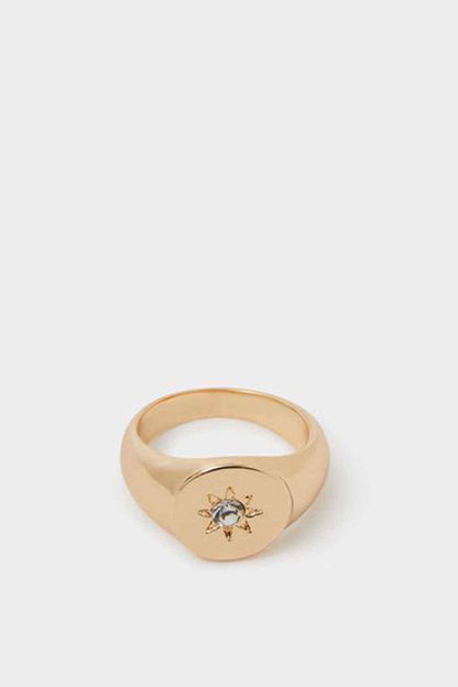 Accessorize gold-tone signet ring with central starburst gem