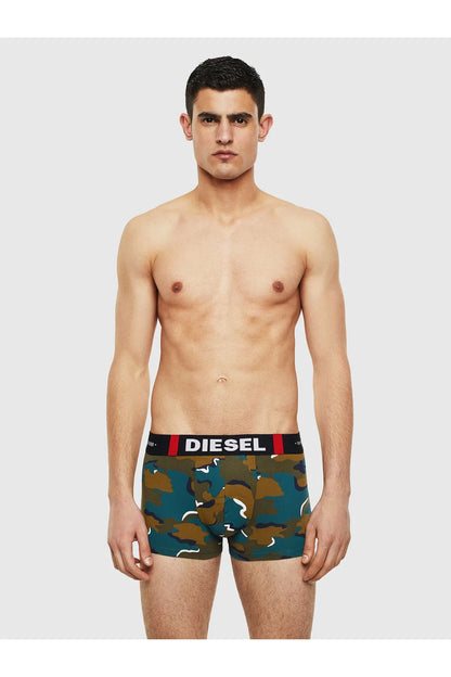 Diesel camouflage boxer briefs with logo waistband, blue and brown print