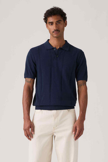 Levi's blue polo shirt with short sleeves and buttoned collar