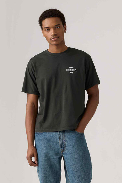 Levi's dark green graphic T-shirt with front text logo