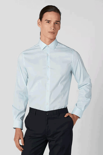 Splash shirt in light blue, long-sleeve button-up with crisp collar