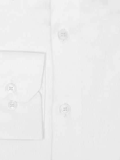 Brumano white cotton button placket close-up and chest pocket