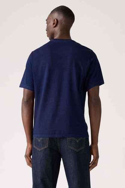 Levi's blue crew-neck T-shirt, back view