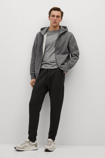 Mango light heather grey zip-up hoodie with hood and kangaroo pocket