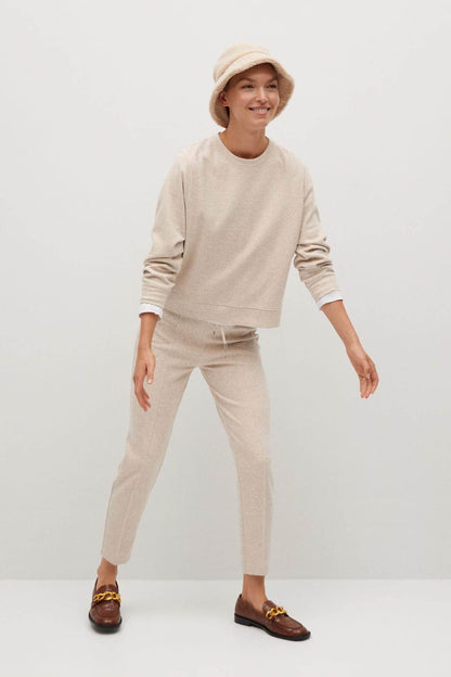 Sand knit hoodie sweatshirt and jogger pants with drawstring waist