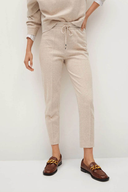 Sand knit jogger pants with drawstring waist and tapered ankle