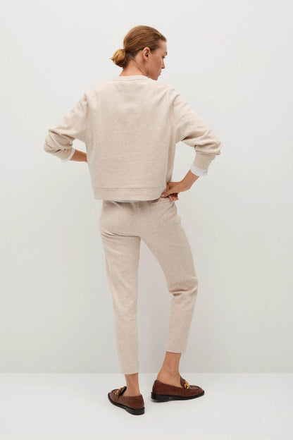 Sand knit jogger pants with matching sweatshirt back and drawstring waist