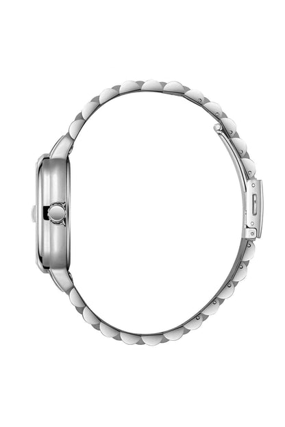 Lee Cooper silver metal bracelet wristwatch, round case back and link bracelet