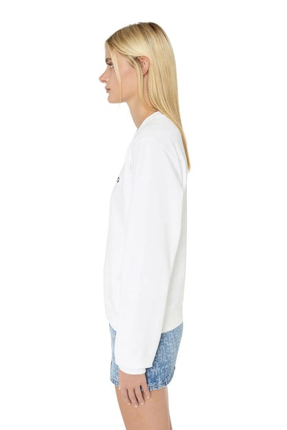 White crewneck sweatshirt long sleeves with ribbed hem