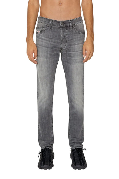 Diesel jeans in light gray denim, straight leg, button closure, belt loops