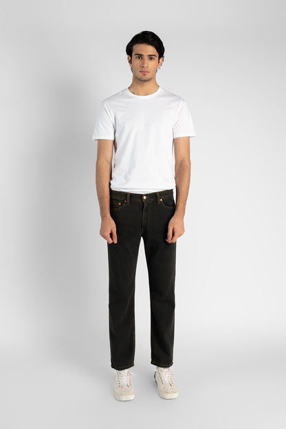 Levi's dark denim jeans, straight leg with front pockets and belt loops