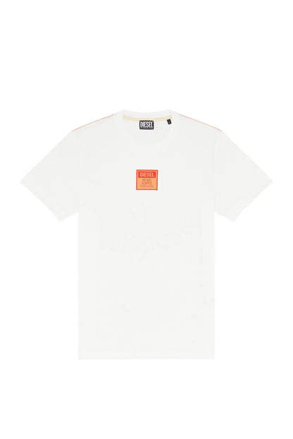 Off-white Diesel crewneck T-shirt, orange chest logo label
