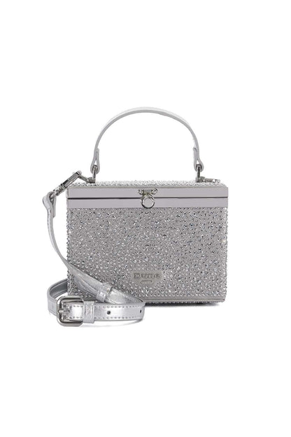 Dune London silver glitter handbag with top handle and front clasp